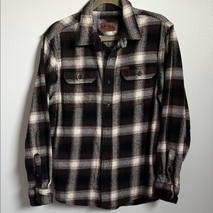 Orvis men’s outdoorsy plaid flannel workwear casual shacket shirt jacket fall